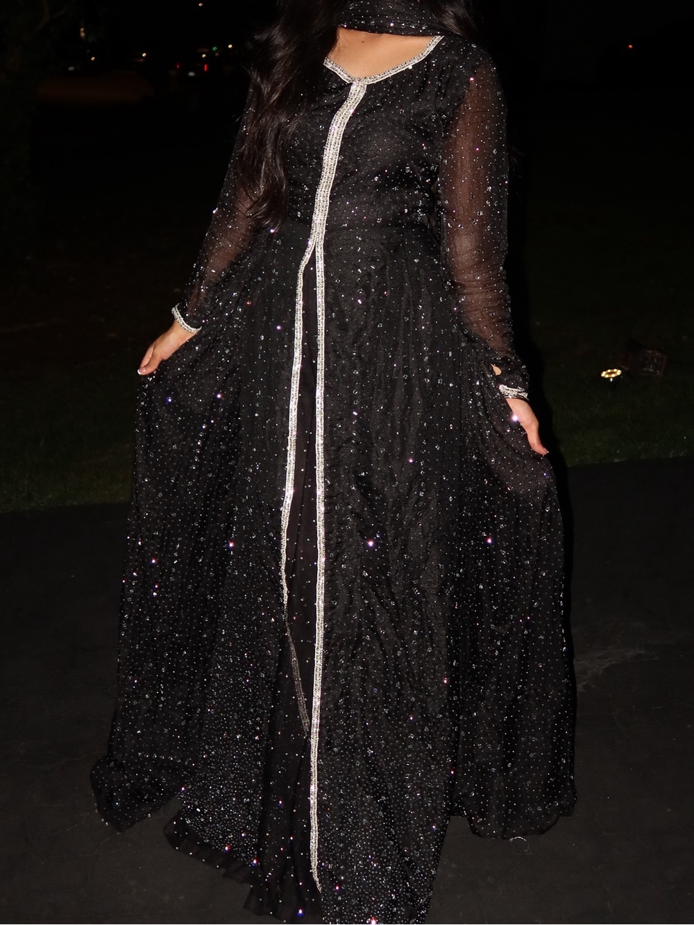 Pakistani 3 piece Elegant Black Sparkle Evening Dress